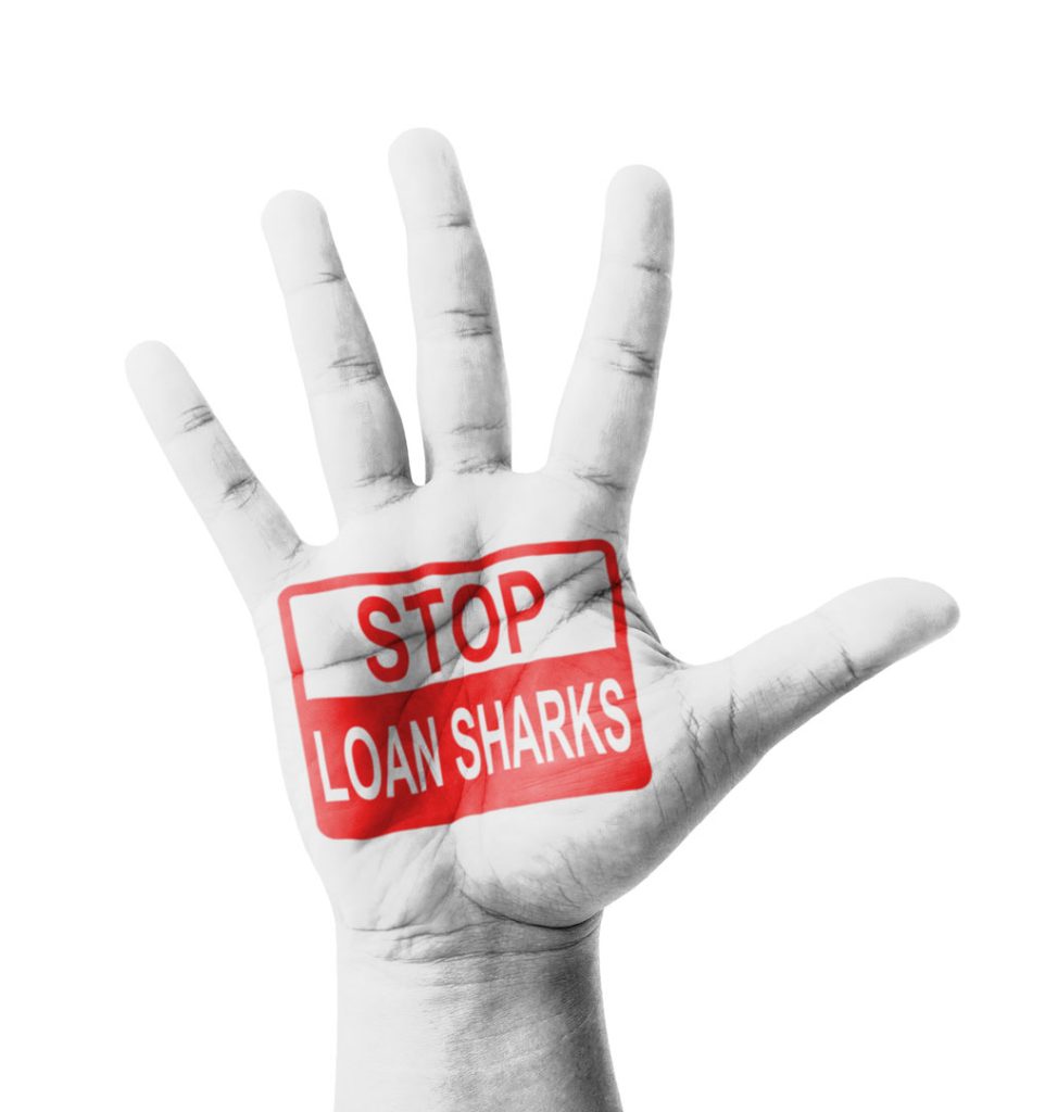 Open palm with ‘stop loan sharks’ stamp alerting us about Singapore loan shark harassment