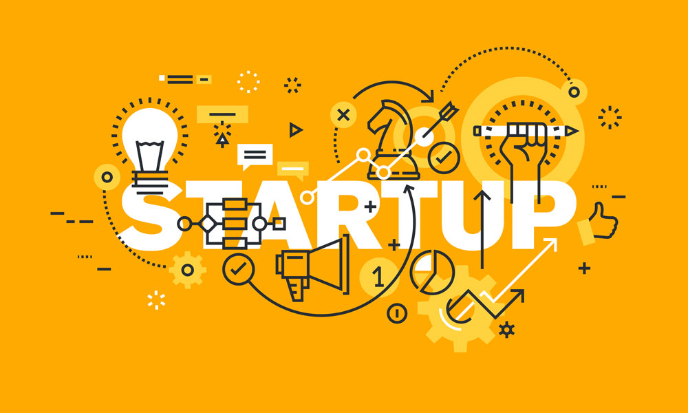 Web page design with the word “startup” representing a loan for business startup in Singapore.