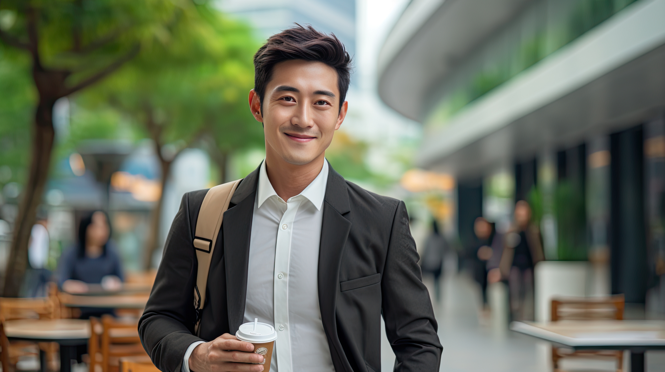 Smiling professional man in a dark-colored suit, representing a licensed money lender who's always ready to help.