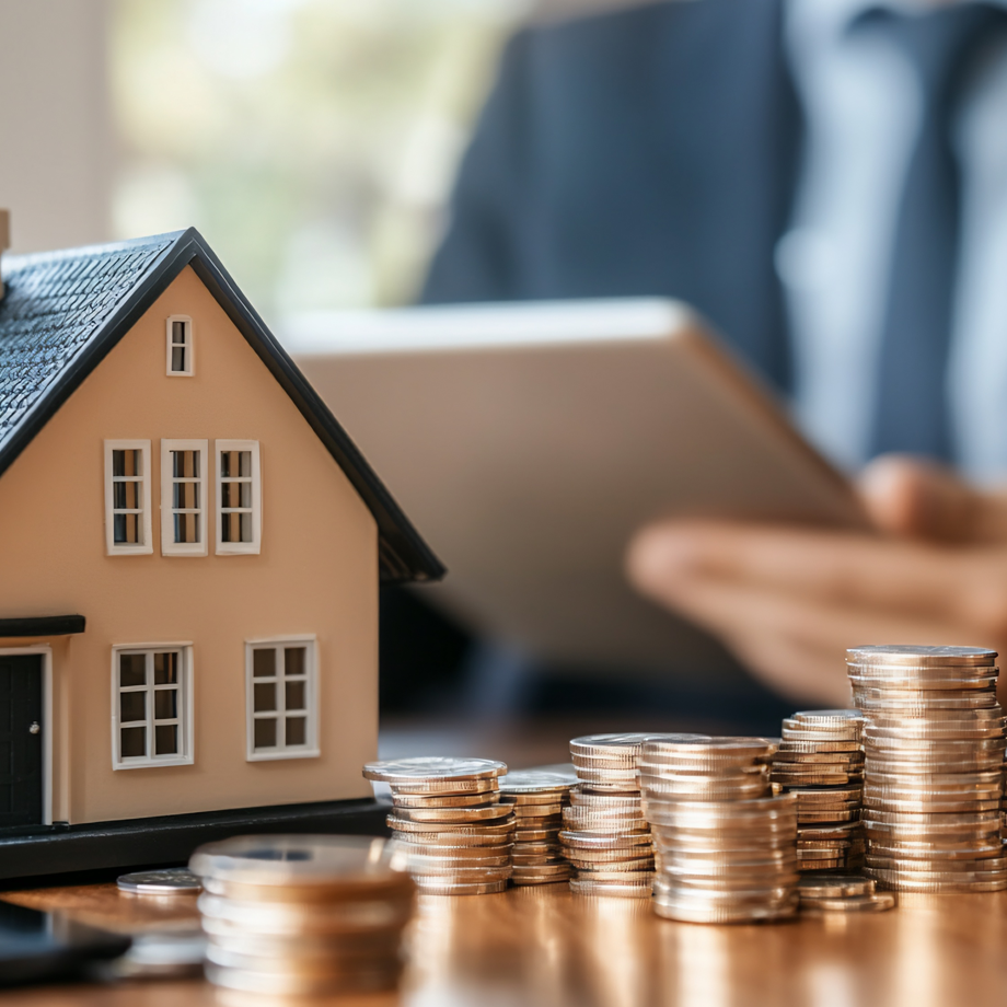 house and coins