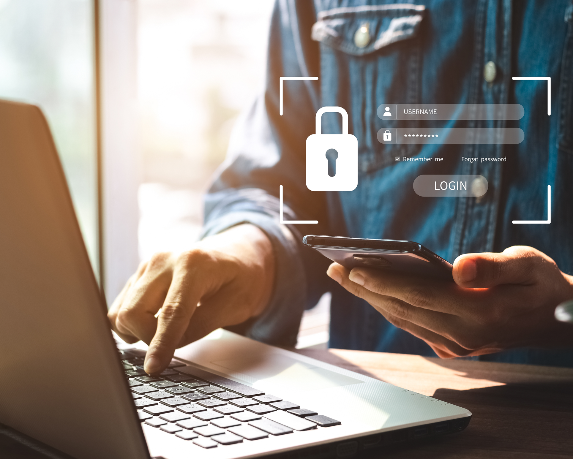 A man logging into a website representing Elite’s guarantee in safeguarding clients’ personal data and privacy